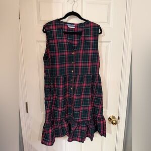 Pendleton Vintage Wool Sleeveless Red and Green Plaid Dress with pockets